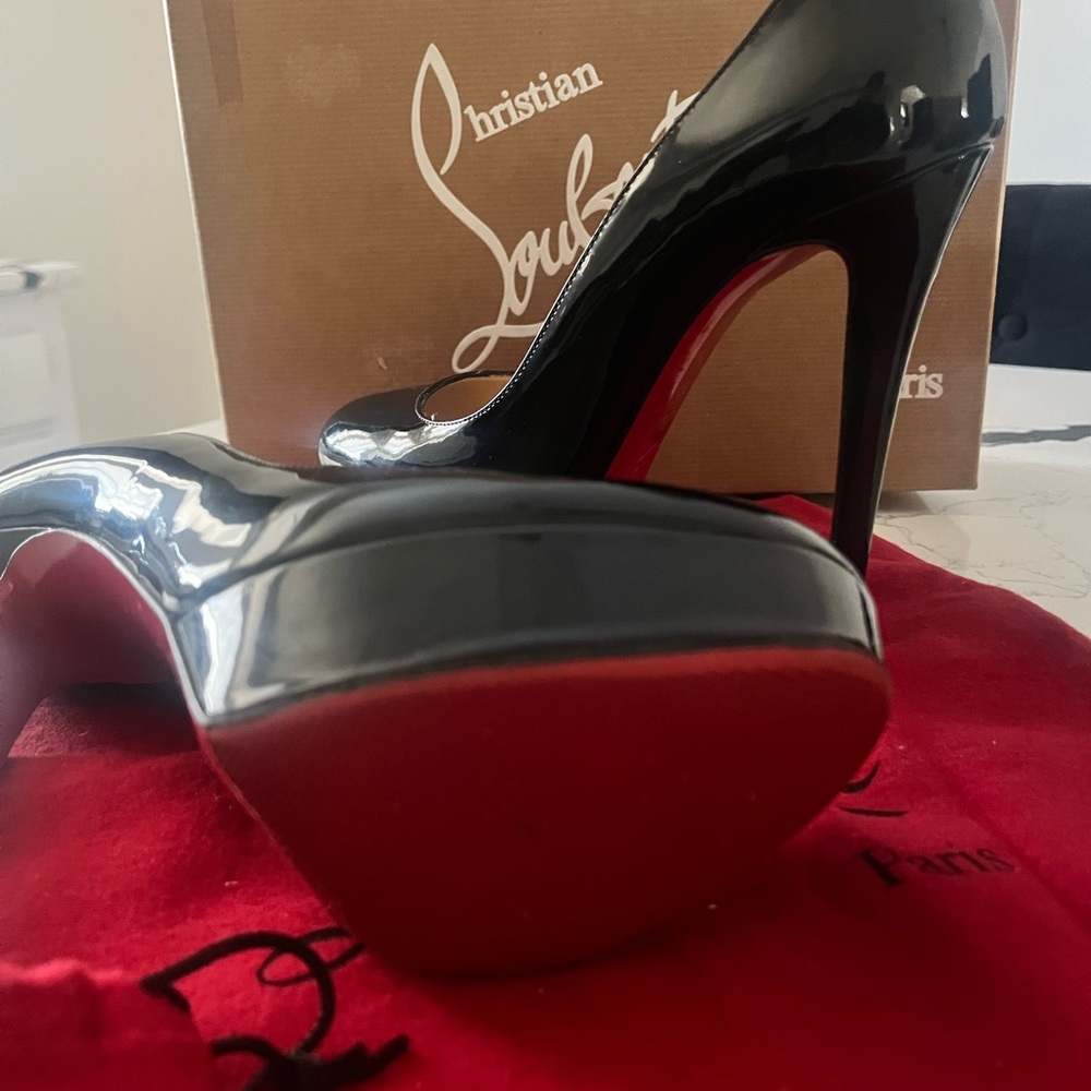 Christian Louboutin Glossy Black Heels with Red Soles